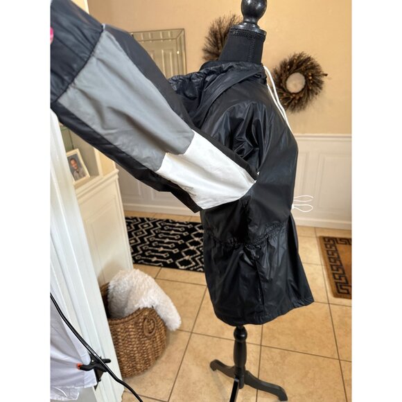 Adidas Outline Legend Ink Windbreaker Black Lightweight Hooded Jacket Size L - Picture 11 of 16